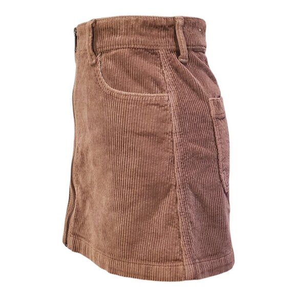 AMERICAN EAGLE SZ 0 Super Hi-rise A-Line Super Stretch Corduroy Zip Up Skirt - Picture 3 of 13